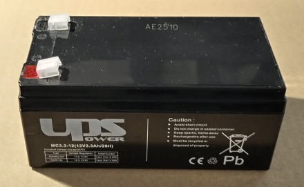 12V, 3,3Ah, akkumulátor
