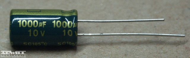 1000uF, 10V, LOW ESR, elektrolit kondenzátor
