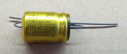 100uF, 40V, LL, LOW ESR, axiális elektrolit kondenzátor