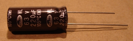 220uF, 63V, LOW ESR, elektrolit kondenzátor