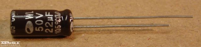 22uF, 50V, LOW ESR, elektrolit kondenzátor