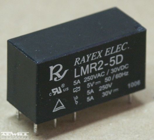 LMR2-5D relé, 5V, 2x5A