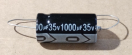 1000uF, 35V, axiális elektrolit kondenzátor