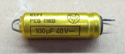 100uF, 40V, LL, axiális elektrolit kondenzátor