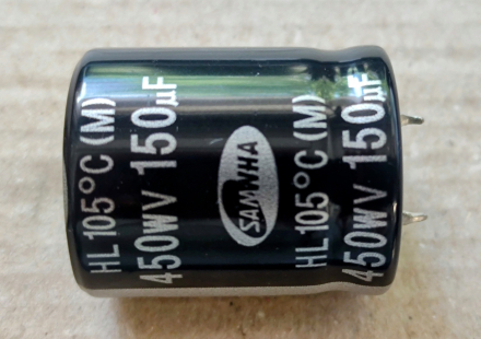 150uF, 450V, elektrolit kondenzátor