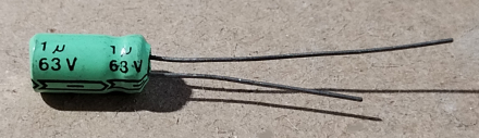 1uF, 63V, elektrolit kondenzátor