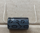 22uF, 350V, axiális, elektrolit kondenzátor