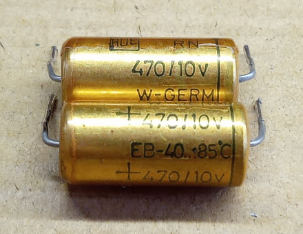 470uF, 10V, LL, axiális elektrolit kondenzátor