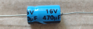 470uF, 16V, axiális elektrolit kondenzátor 470uF, 16V, axiális elektrolit kondenzátor