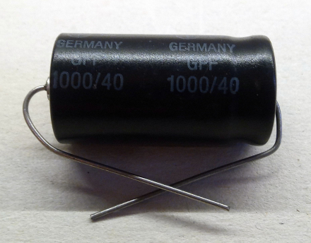 1000uF, 40V, axiális elektrolit kondenzátor