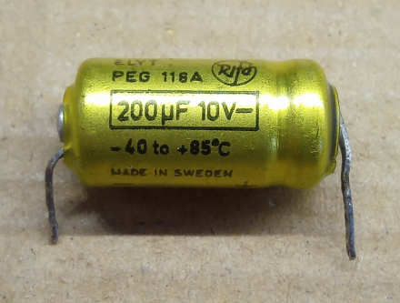 200uF, 10V, LL, axiális elektrolit kondenzátor