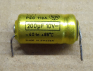 200uF, 10V, LL, axiális elektrolit kondenzátor