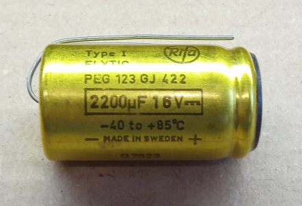 2200uF, 16V, LL, LOW ESR, axiális elektrolit kondenzátor