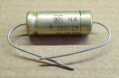 220uF, 25V, LL, axiális elektrolit kondenzátor