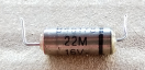 22uF, 16V, axiális elektrolit kondenzátor