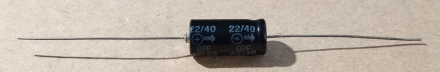 22uF 40V, LL, axiális elektrolit kondenzátor