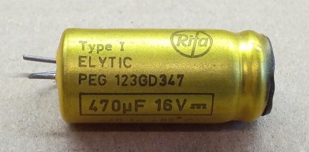 470uF, 16V, LL, LOW ESR, axiális elektrolit kondenzátor