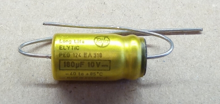 180uF, 10V, LL, axiális elektrolit kondenzátor