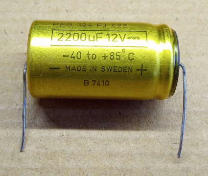 2200uF, 12V, LL, LOW ESR, axiális elektrolit kondenzátor
