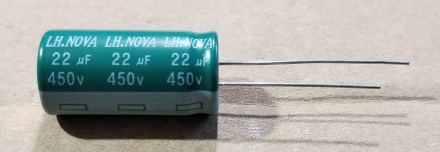 22uF, 450V, LOW ESR, elektrolit kondenzátor