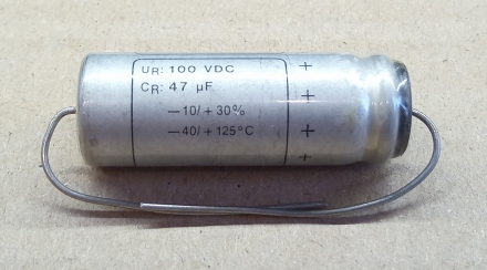 47uF, 100V, LL, LOW ESR, axiális elektrolit kondenzátor