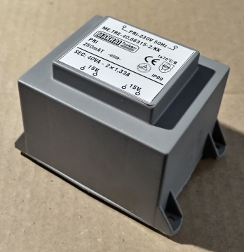 40VA, 2x15V, transzformátor
