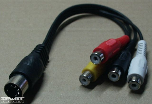 5 pólusú DIN - 4 RCA kábel, 0,2m