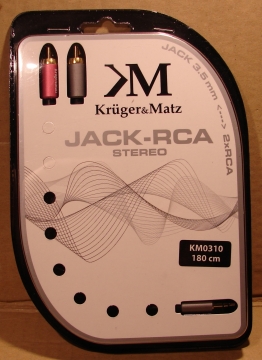 3,5 jack - 2 RCA kábel, 1,8m