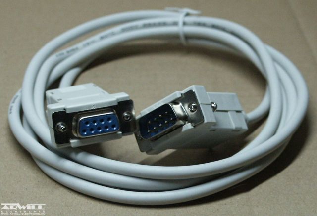RS232, 9p. apa-anya, hosszabbító kábel, 1:1, 2m