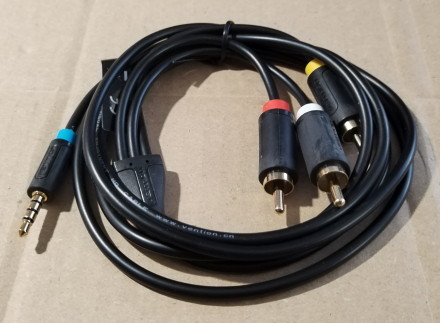 3,5 jack, 4p - 3 RCA kábel, 1,5m